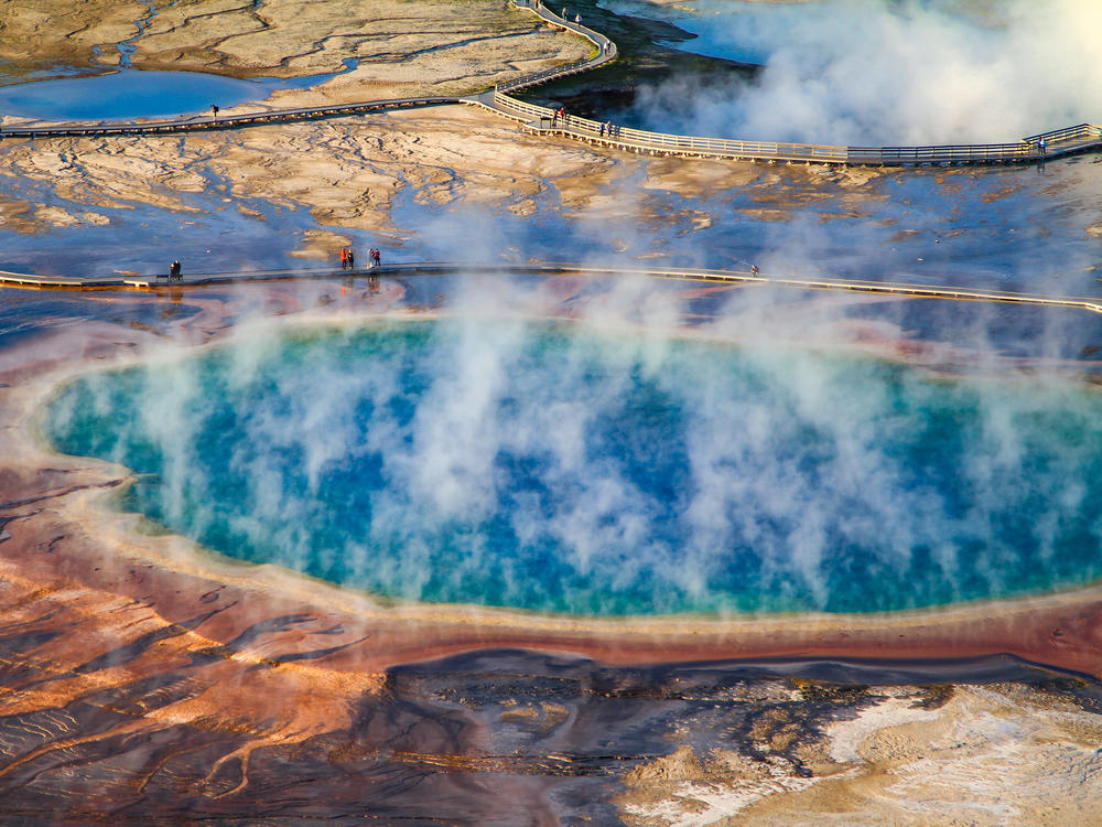 Grand Prismatic Spring in Yellowstone National Park. Yellowstone is America's original national park and hosts more than 4 million visitors annually.