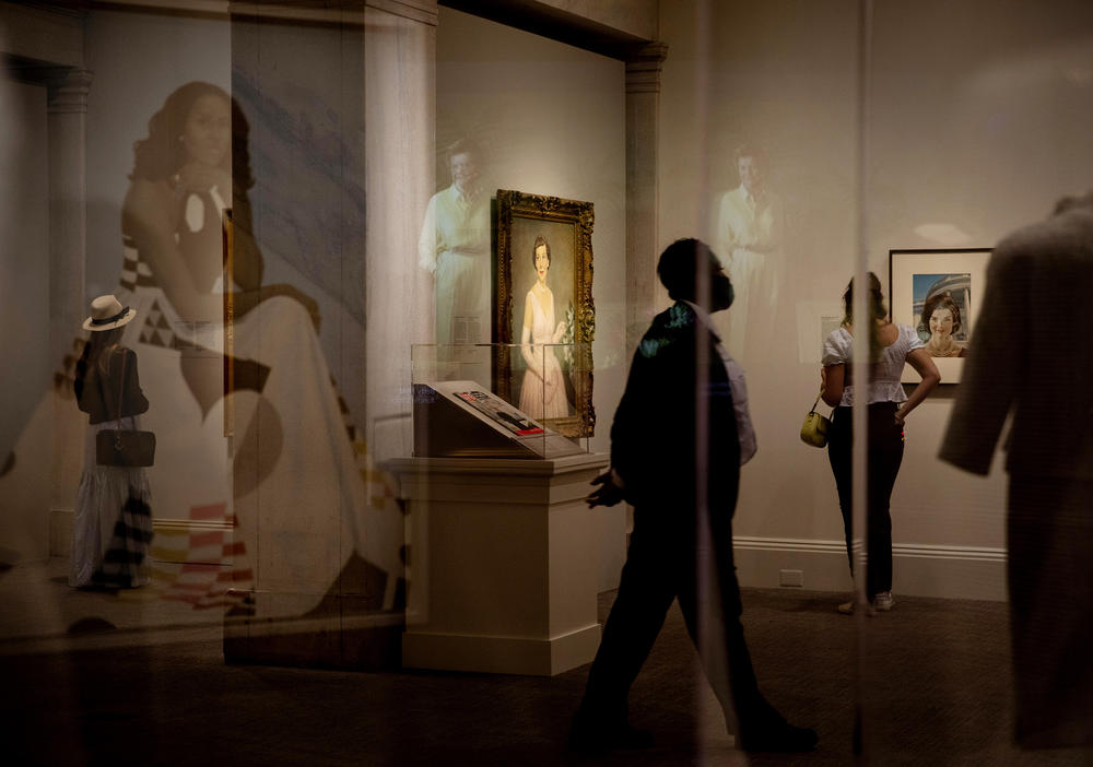 On May 14, the Smithsonian Institution reopened several of its museums in Washington,  including the American Art Museum and National Portrait Gallery. Above, visitors walk through the first ladies area of the National Portrait Gallery. <a href=