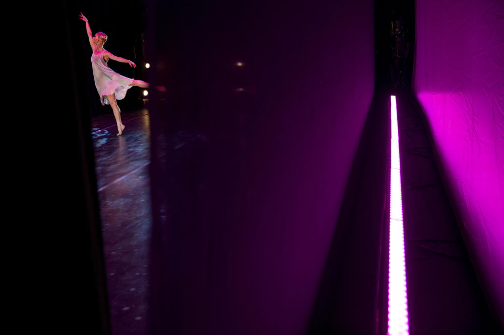 The Bowen McCauley Dance Company performs during a dress rehearsal for its virtual 25th season opening performance, which was also performed to an in-person audience. It was the first such performance at the Kennedy Center in Washington since pandemic lockdowns began.