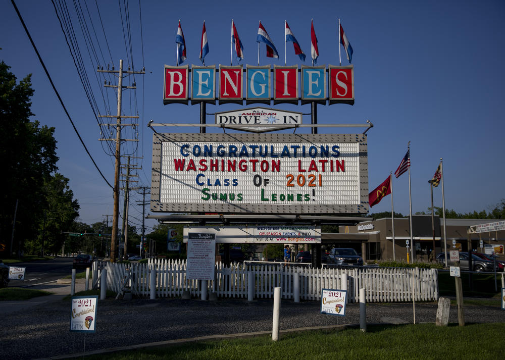 This was the second year Washington Latin Public Charter School held graduation at Bengies Drive-In Theatre, east of Baltimore.