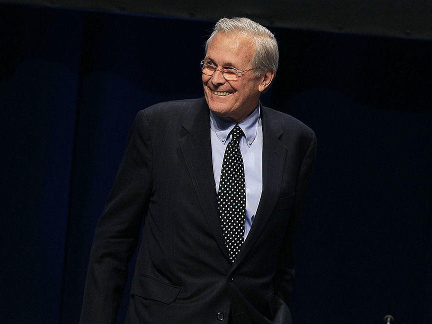 Former Secretary of Defense Donald Rumsfeld, pictured in February 2011, has died, his family announced on Wednesday.