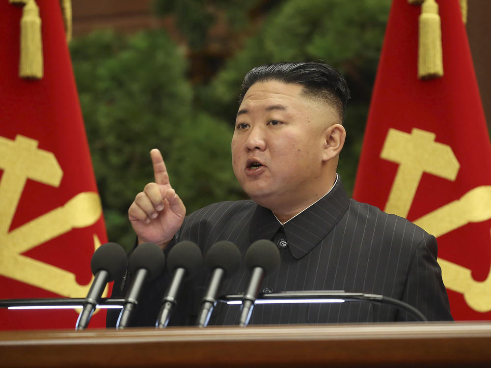 In this photo provided by the North Korean government, North Korean leader Kim Jong Un speaks during a Politburo meeting of the ruling Workers' Party in Pyongyang, North Korea, on Tuesday.