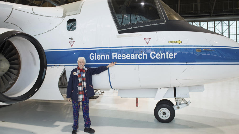 In this 2019 NASA photo, Mercury 13 astronaut trainee Wally Funk visits the Glenn Research Center at Lewis Field in Cleveland, Ohio.