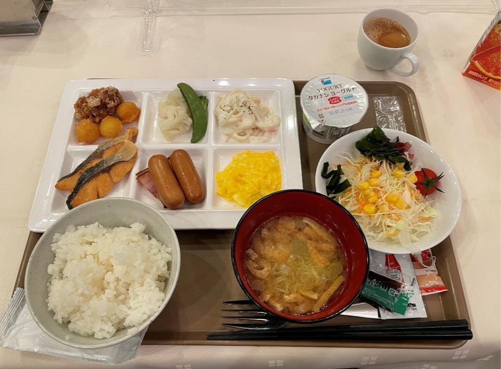 Breakfast in quarantine at our hotel in Tokyo.