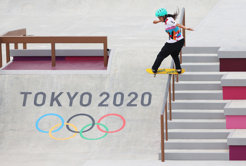 Funa Nakayama of Team Japan competes during the Women's Street Final on July 26, 2021 in Tokyo, Japan. Nakayama finished in third in the first ever Women's Street Final.