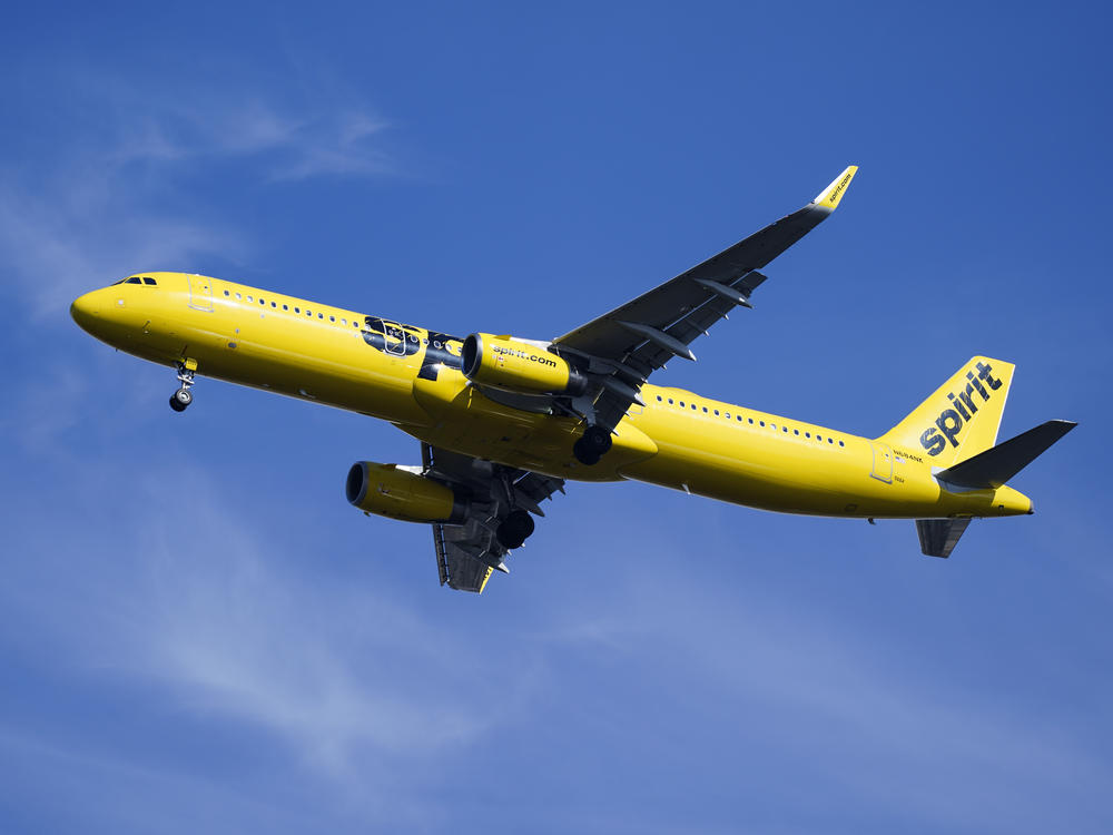 A Spirit Airlines jet seen approaching  Philadelphia International Airport earlier this year.
