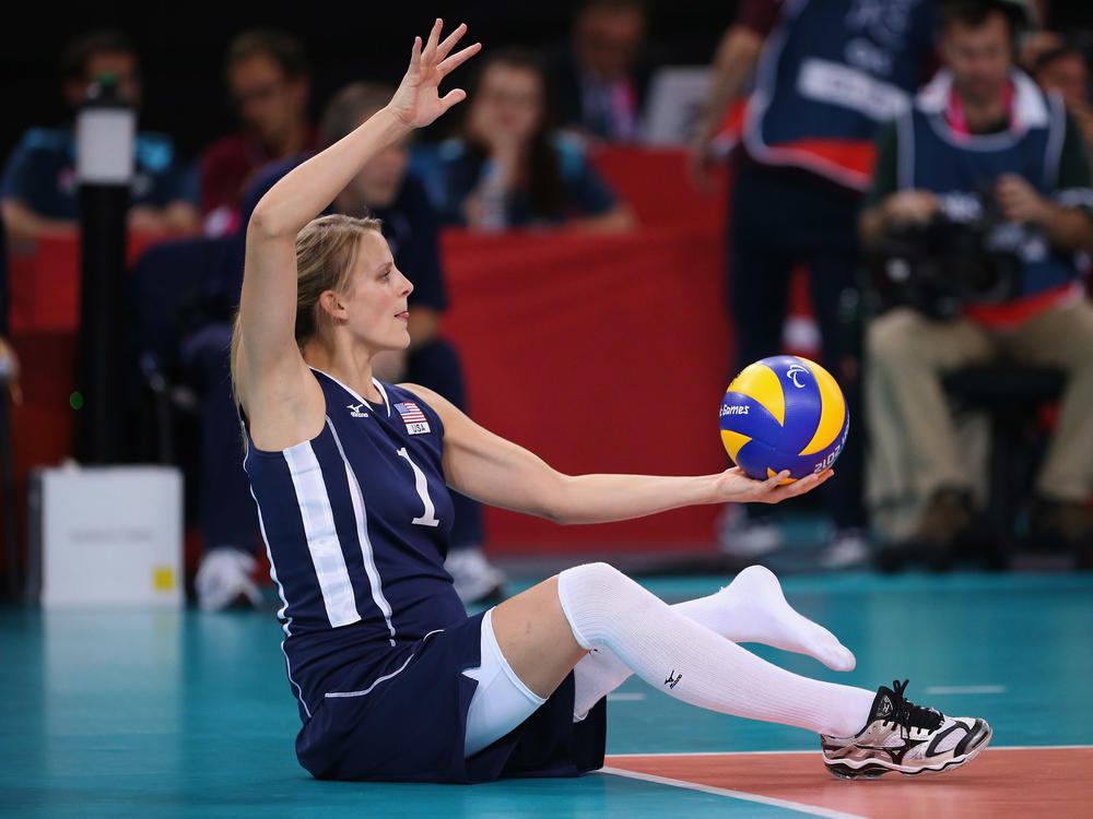 Lora Webster of The United States plays a shot during the Women's Sitting Volleyball final Gold Medal match at the London 2012 Paralympic Games. She'll be competing in Tokyo this year.