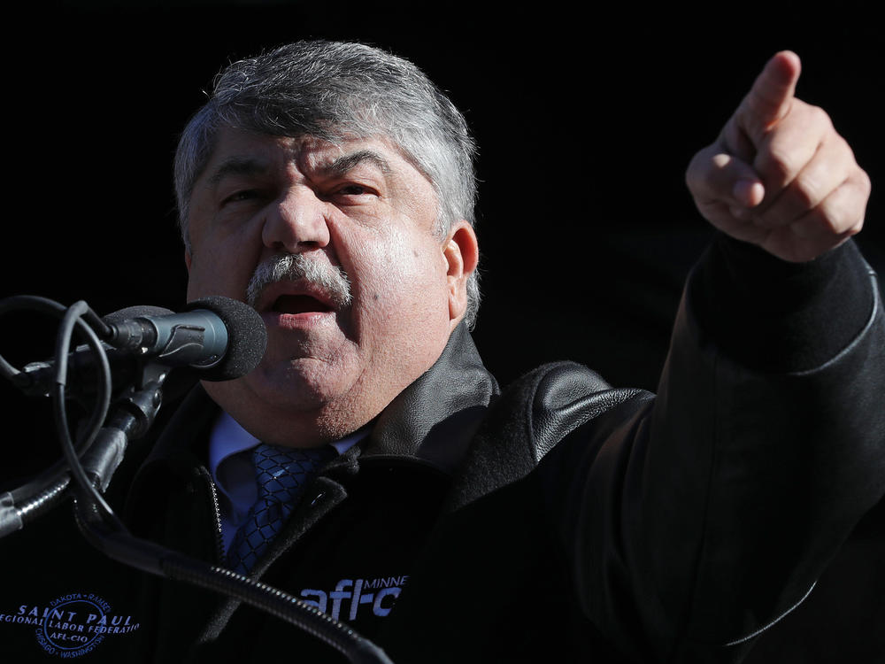 AFL-CIO leader Richard Trumka addresses a 2019 rally in Washington, D.C. He had been president of the federation since 2009.