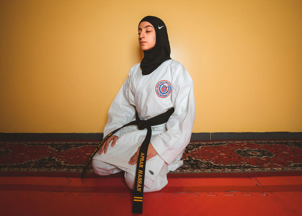 Aprar Hassan describes her journey as a young Muslim Hijabi karate athlete as challenging at times due to other's perception of her identity as a Muslim.