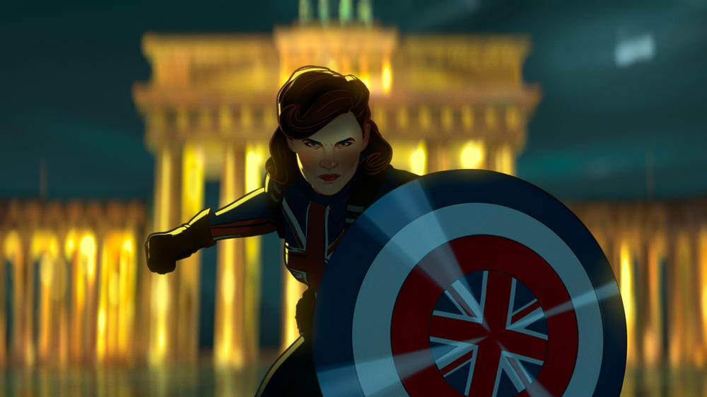 Peggy Carter (voiced by Hayley Atwell) takes up the shield in <em>What If...?</em>