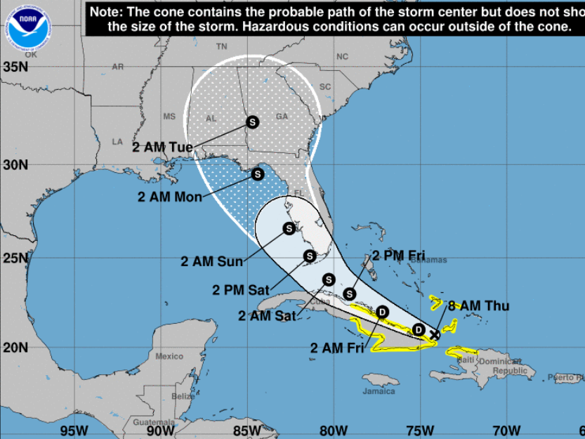 Tropical Depression Fred, currently off the coast of Cuba, is forecast to make landfall as a tropical storm in the vicinity of the Florida Keys by Saturday.