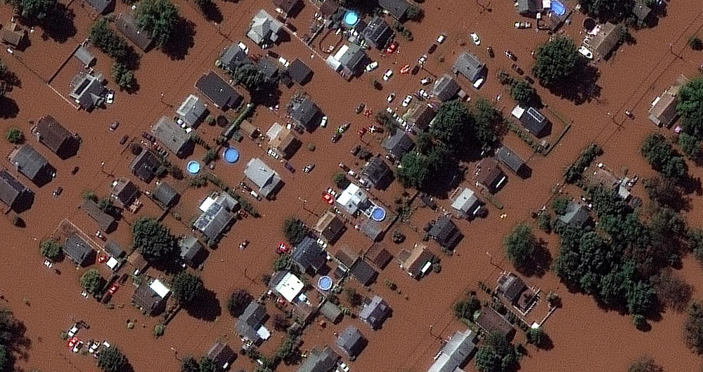 <strong>DURING FLOOD - Sept. 2, 2021:</strong> Closeup of homes flooded along Boesel Avenue in Manville, N.J.