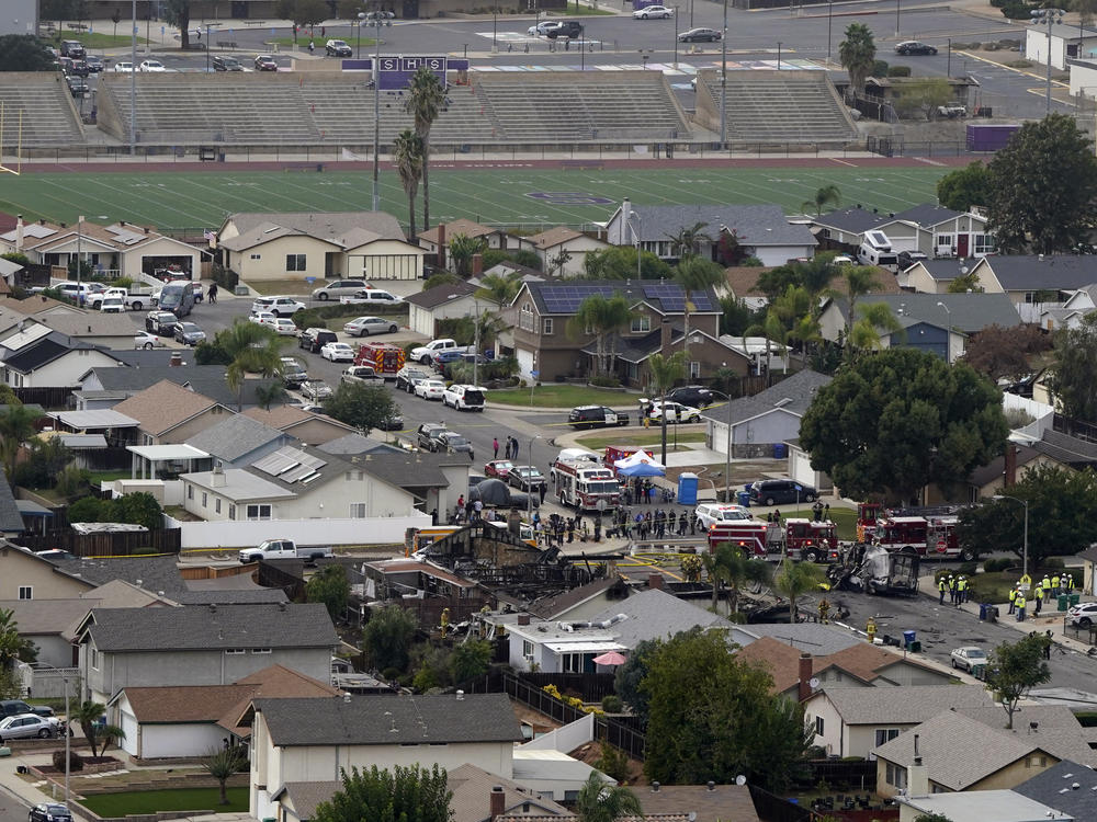 The plane crashed in a residential neighborhood near Santana High School.