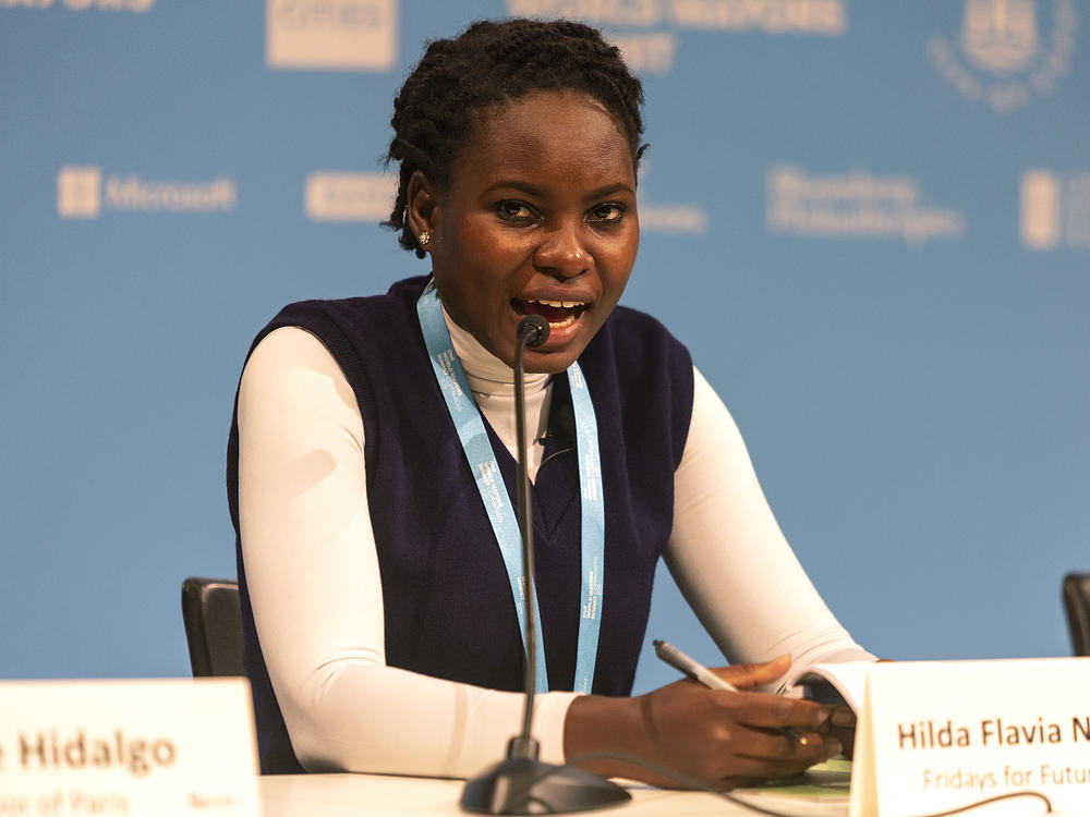 Climate activist Hilda Flavia Nakabuye speaks at the C40 World Mayors Summit in Copenhagen in 2019. She and a group of Ugandan activists are calling on high-income countries to commit to bigger and faster emission cuts ahead of COP26, the climate change summit taking place in Glasgow, Scotland, this week.