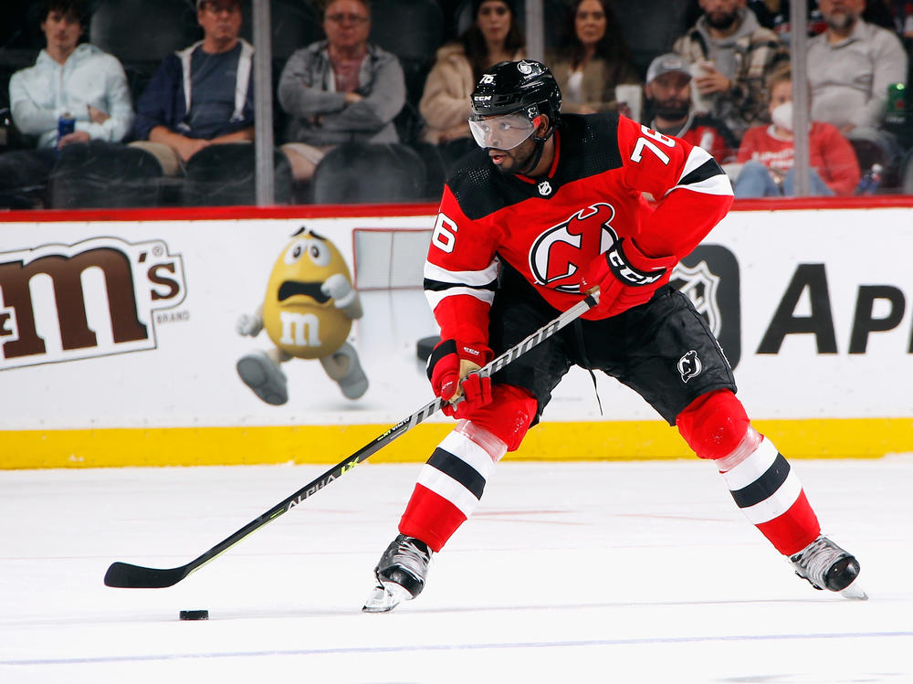 P.K. Subban of the New Jersey Devils skates against the Washington Capitals in a preseason game on Oct. 4 in Newark.