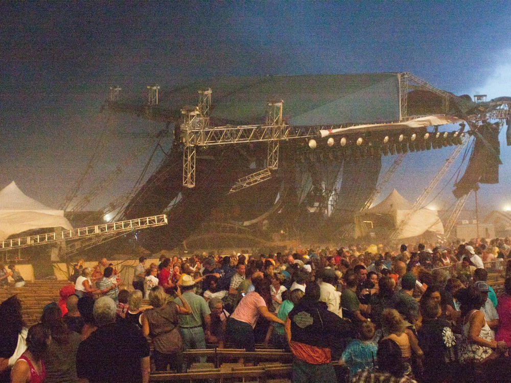 The stage collapsed just before Sugarland was scheduled to perform at the Indiana State Fair on Aug. 13, 2011 in Indianapolis, Ind.