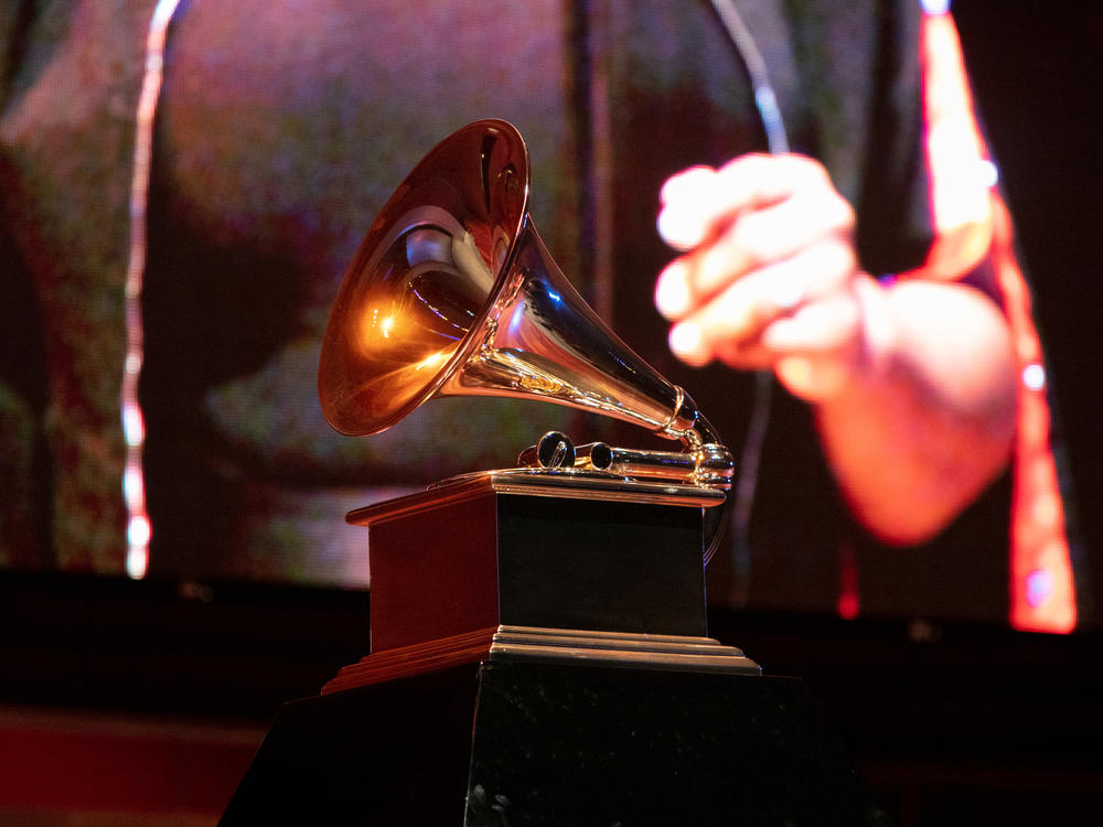A view of a Grammy statue during a performance at the Chicago Chapter 60th Anniversary Concert at Millennium Park on Sept. 16, 2021 in Chicago.