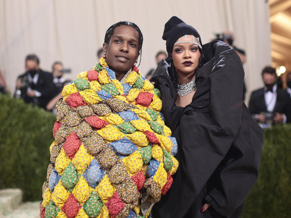 Rihanna and A$AP Rocky are expecting their first child. Here, they attend the Met Gala on Sept. 13 at the Metropolitan Museum of Art in New York City.