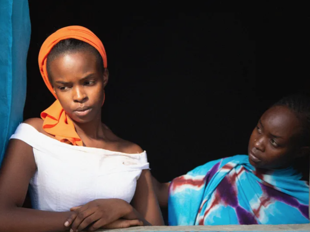 Amina (right, Abakar Souleymane) tries to guide her 15-year-old daughter (Rihane Khalil Alio) through an unexpected pregnancy in the Chadian film<em> Lingui, the Sacred Bonds.</em>