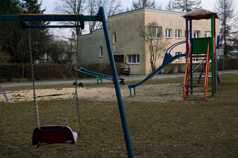 A house and playground at an SOS Children's Village in Bilgoraj, Poland. SOS Children's Villages operate around the world to find legal guardians for children without adequate parental care.