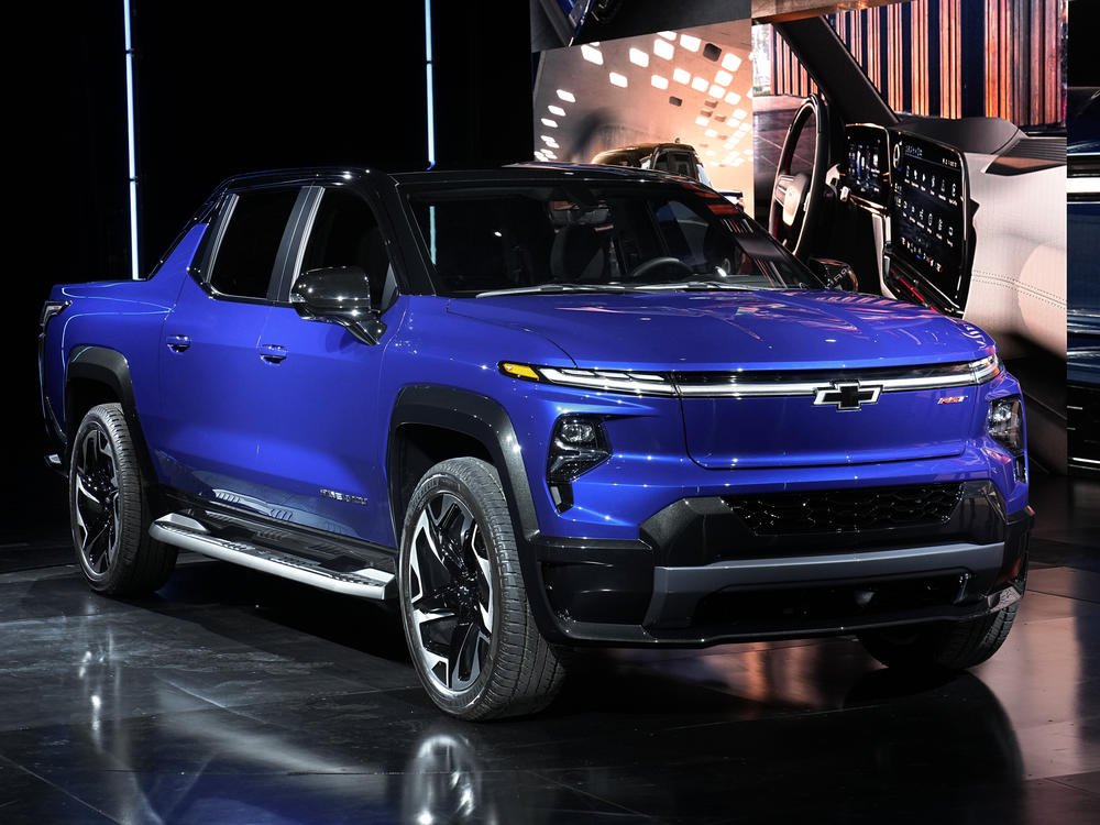 The 2024 Chevrolet Silverado EV RST is shown in Detroit on Jan. 5. General Motors is in a pilot program with Pacific Gas & Electric to use electric vehicles as a backup power source for homes.