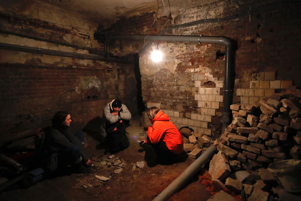 <strong>March 11: </strong>Ukrainians inside a bunker in Lviv, following the air raid alarm, amid Russian invasion of Ukraine, in Lviv, Ukraine.
