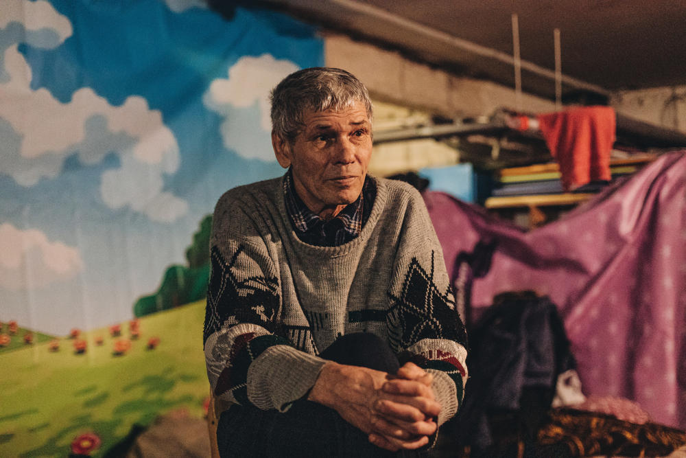 <strong>March 11:</strong> A man in a bunker for displaced persons in Kyiv, Ukraine.