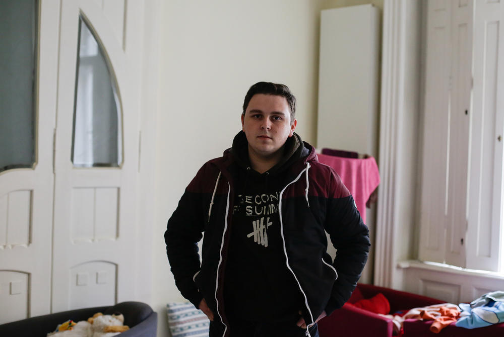 Vitali Frolov fled the Zaporizhzhia district in the southeast and is staying at the center's cafe.