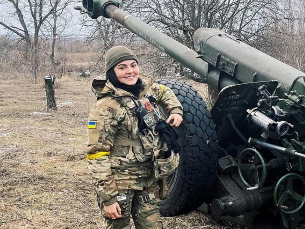 Alina Mykhailova, 27, is a veteran of the 2014 war in eastern Ukraine who now serves on the Kyiv City Council. Earlier this year, she re-enlisted in the army and says she's seeing heavy combat.