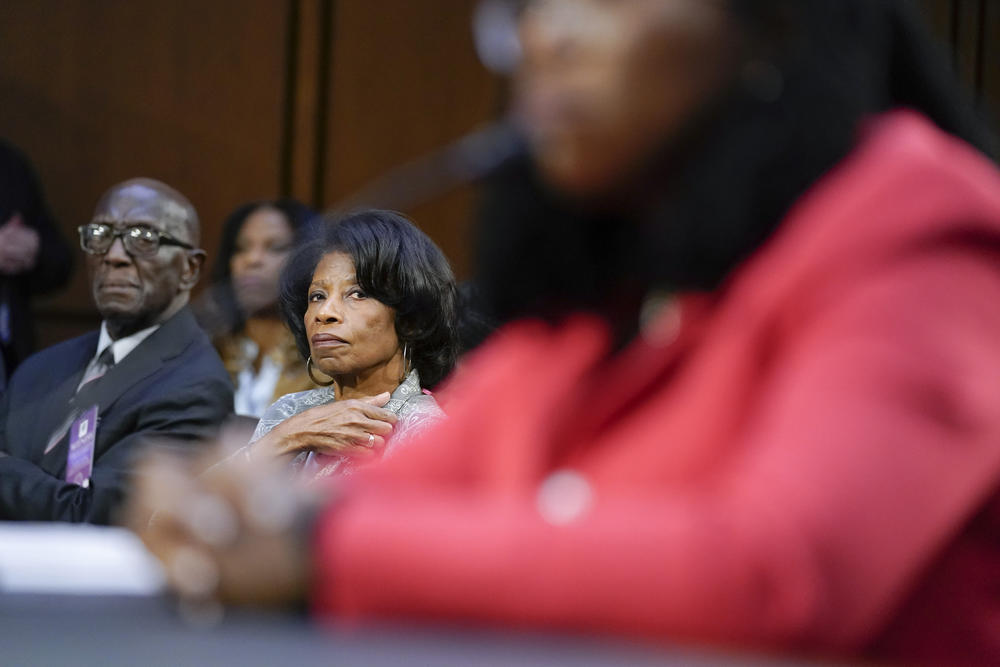<strong>March 22:</strong> Supreme Court nominee Ketanji Brown Jackson testifies as her parents, Johnny and Ellery Brown, listen in during her Senate Judiciary Committee confirmation hearing on Capitol Hill in Washington, D.C.