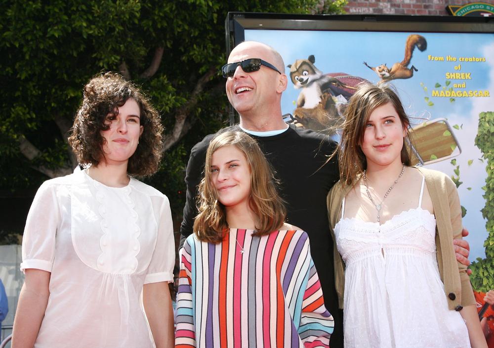 Actor Bruce Willis and his daughters Rumer, Tallulah and Scout in 2006.