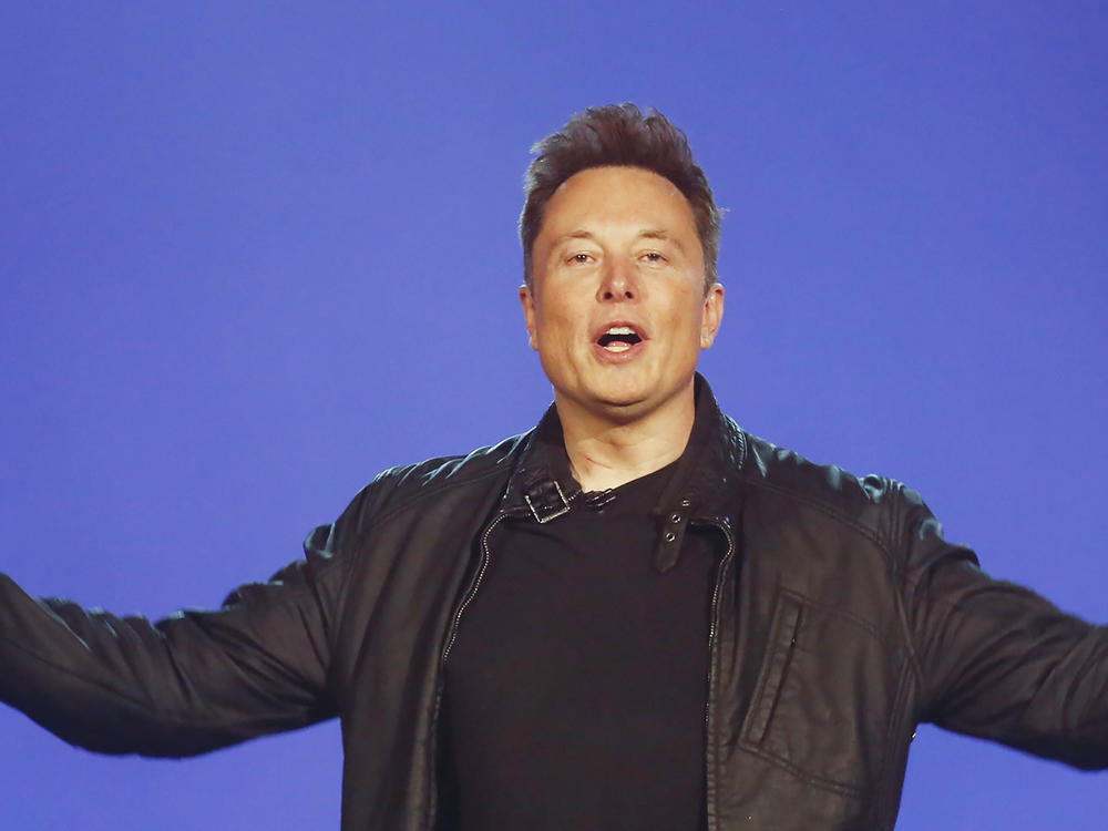Tesla CEO Elon Musk introduces the Cybertruck at Tesla's design studio.
