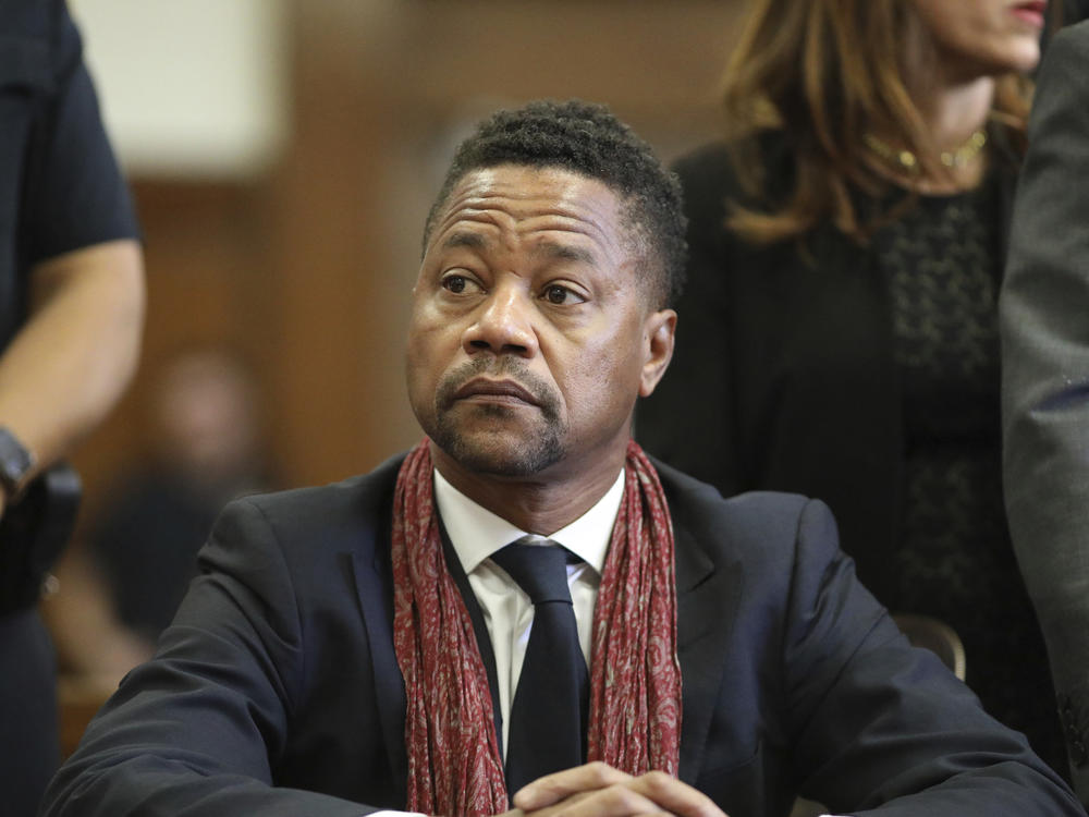 Actor Cuba Gooding Jr. appears in a New York courtroom in 2020. He pleaded guilty Wednesday to one count of forcible touching.