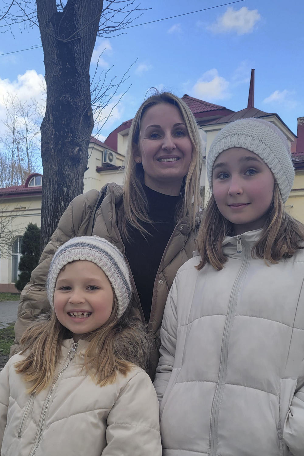 Kateryna Kltsova and her two daughters, 11-year-old Maria and 7-year-old Nadia, had to leave their hometown Kharkiv as Russian forces increased their attacks in eastern Ukraine.