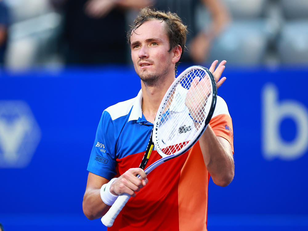 Daniil Medvedev of Russia is pictured after winning a match at the Mexican Open in February. The No. 2-ranked men's tennis player is among those banned from Wimbledon as a result of Russia's invasion of Ukraine.