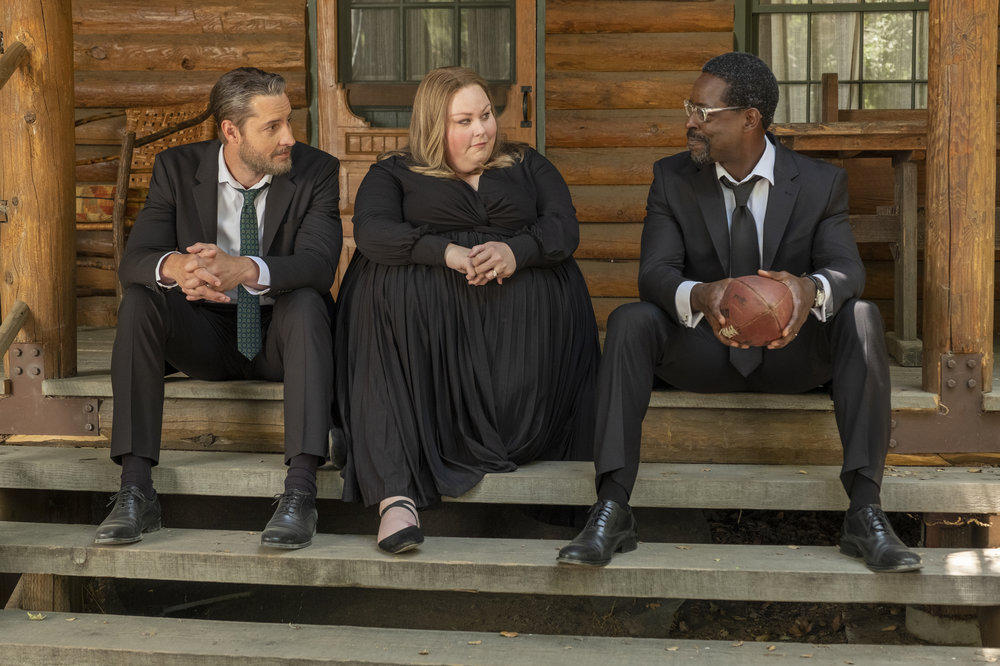 Justin Hartley as Kevin, Chrissy Metz as Kate and Sterling K. Brown as Randall.