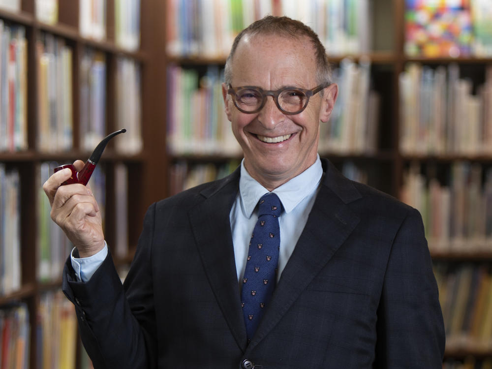 Sedaris likens this photo, taken in the Los Angeles County Library Children's Department before they opened, to a <em>Playboy </em>magazine author photo.