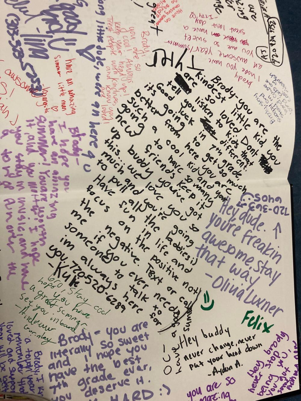 Students signed Brody Ridder's yearbook after his mom's Facebook post gained traction.