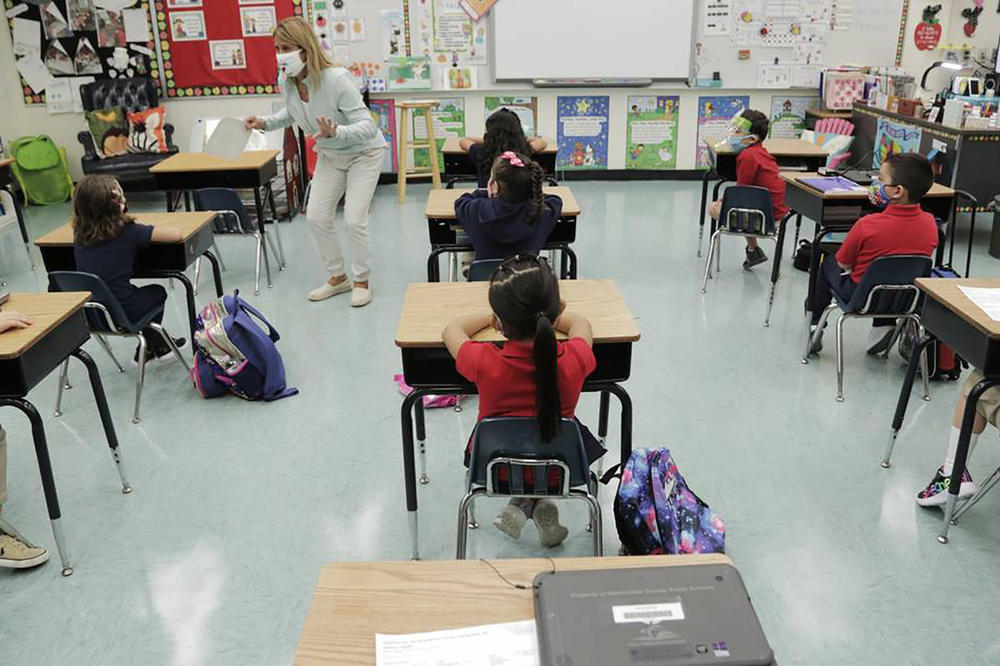 A kindergarten class at Redland Elementary in south Miami-Dade on Oct. 5, 2020, the first day that Miami-Dade public school students returned to their classrooms due to the coronavirus pandemic.