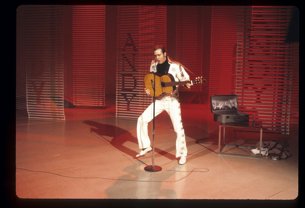 Andy Kaufman as Elvis Presley during 