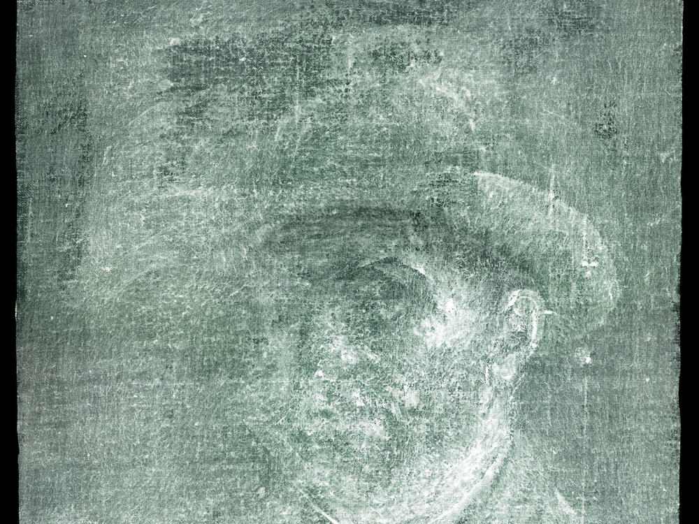 An X-ray image shows this previously unknown self-portrait of Vincent Van Gogh painted on the reverse side of his painting <em>Head of a Peasant Woman.</em>