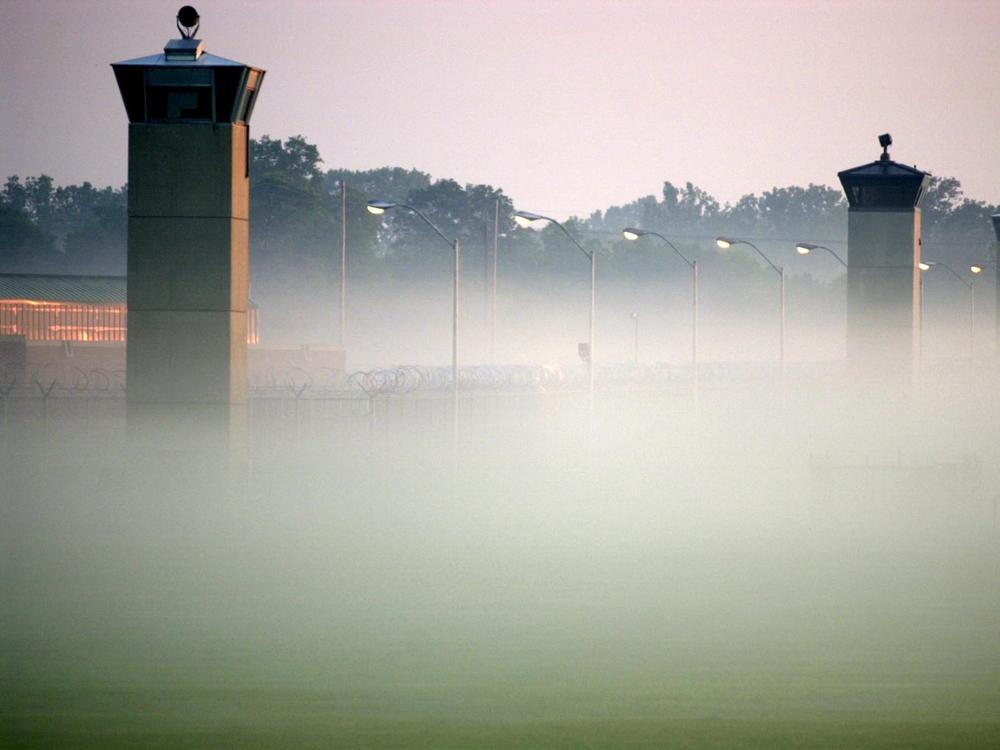 Guard towers surround the federal prison in Terre Haute, Ind., where the federal death row is located.