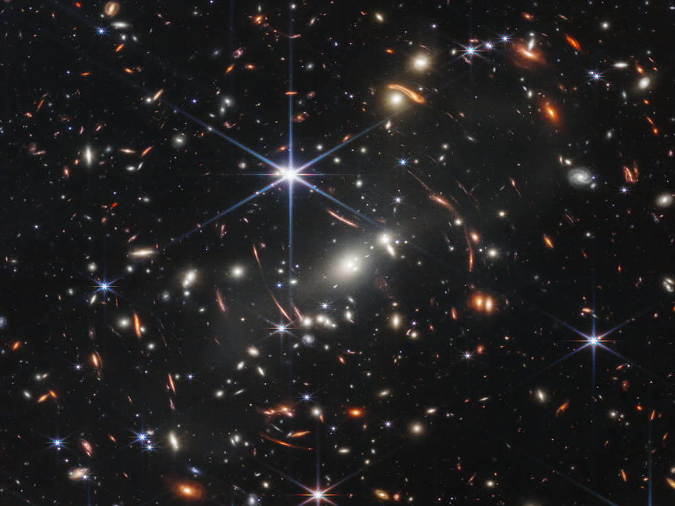 An image of the SMACS 0723 galaxy cluster captured by NASA's James Webb Space Telescope.