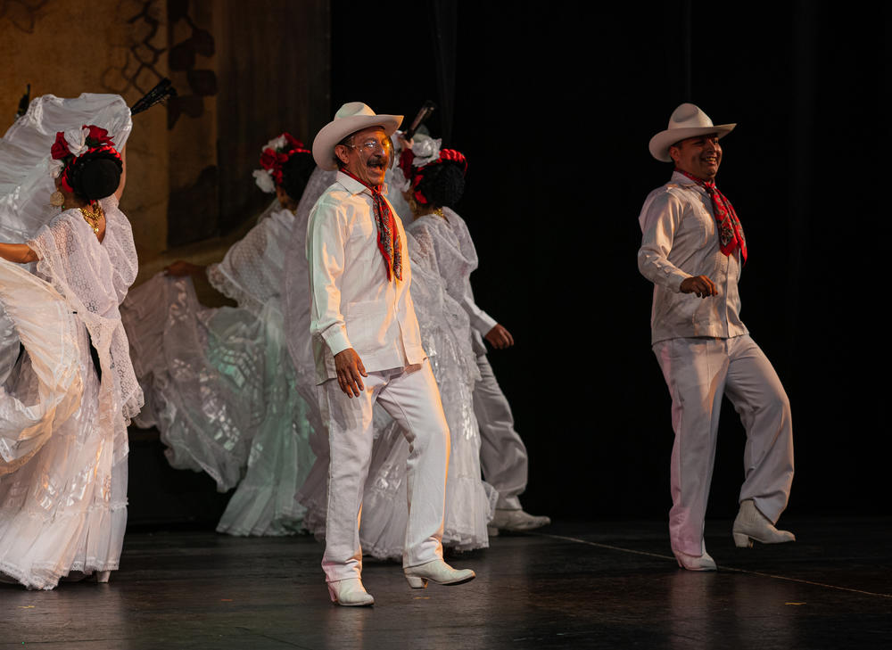 Tio Sergio Carlos Mayorga, who's danced Mexican Folklórico dance for the last 42 years, performs at México City's Teatro Ferrocarrilero Gudelio Morales in July.