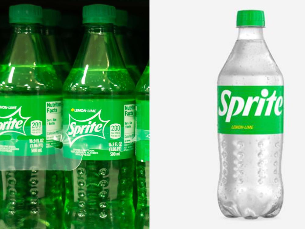 On left, the classic green Sprite bottle. On the right, the new clear bottle.