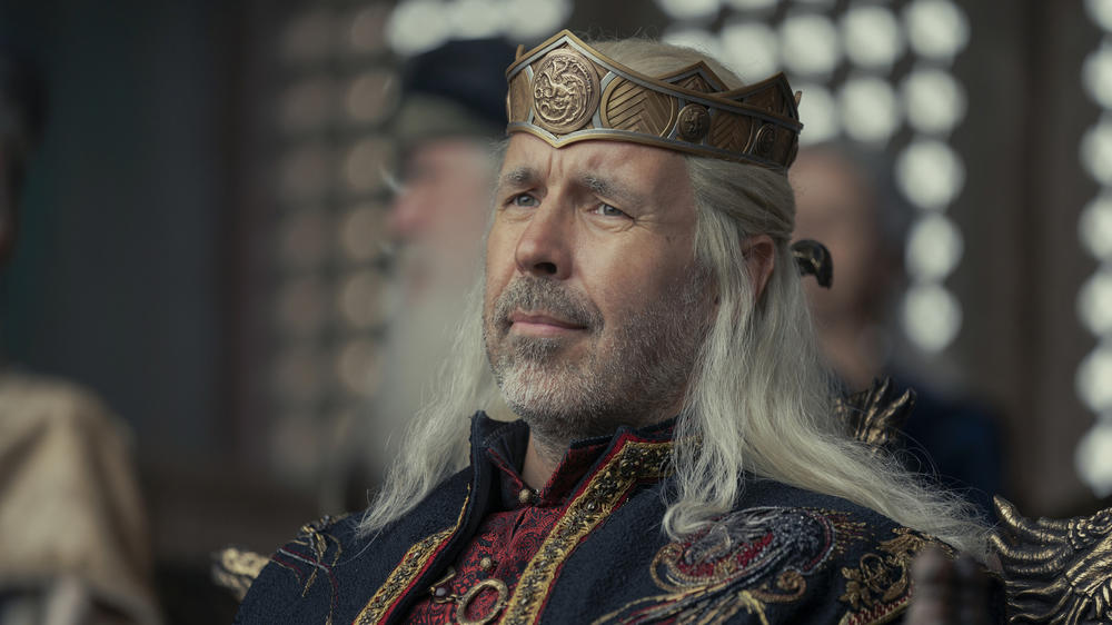 King Viserys (Paddy Considine) has got plenty of male hair but no male heir on <em>House of the Dragon.</em>