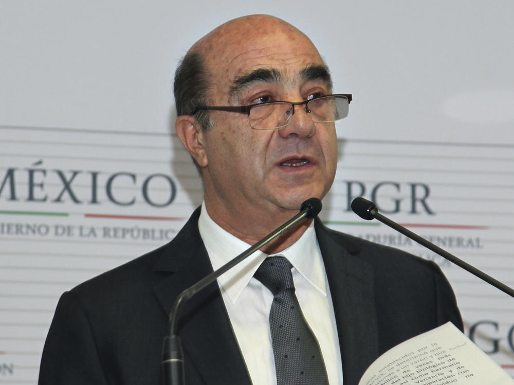 Mexico's former Attorney General Jesús Murillo Karam gives a news conference in Mexico City on Dec. 7, 2014. The Mexican Attorney General's Office reported on Friday it has detained Murillo Karam, who was in charge of the investigation into the disappearance of the 43 student teachers that occurred in southern Mexico in 2014.