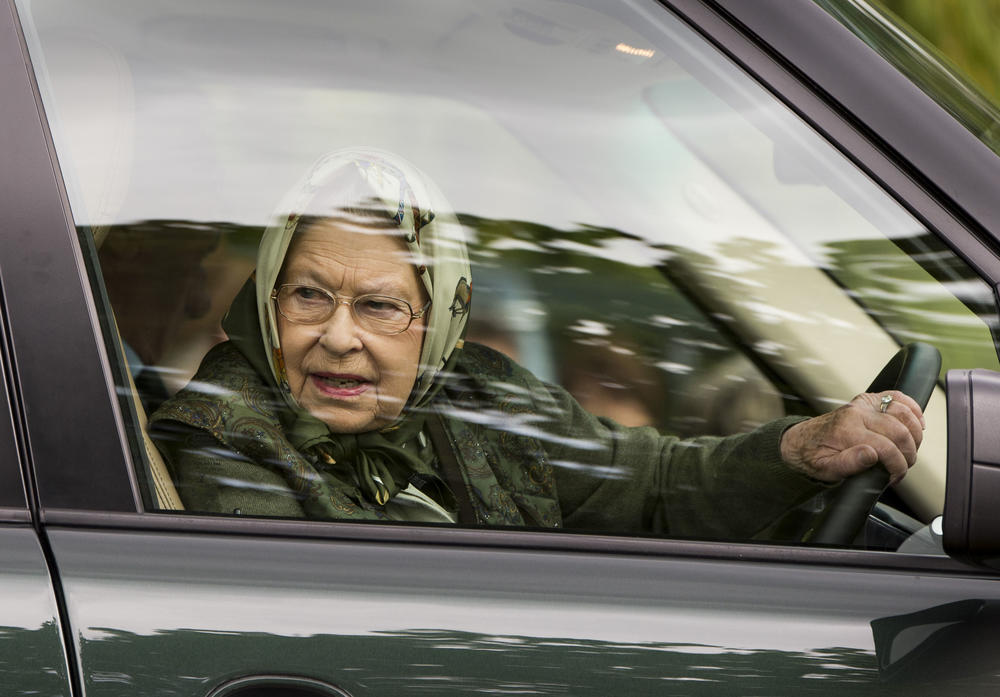 <strong>May 13, 2017:</strong> Queen Elizabeth II drives her Range Rover around the Windsor Horse Show in Windsor, England.