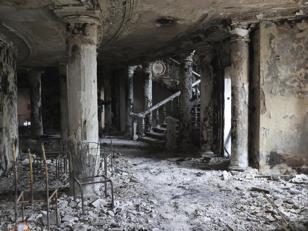 A view inside the Mariupol theater damaged during fighting in Ukraine.