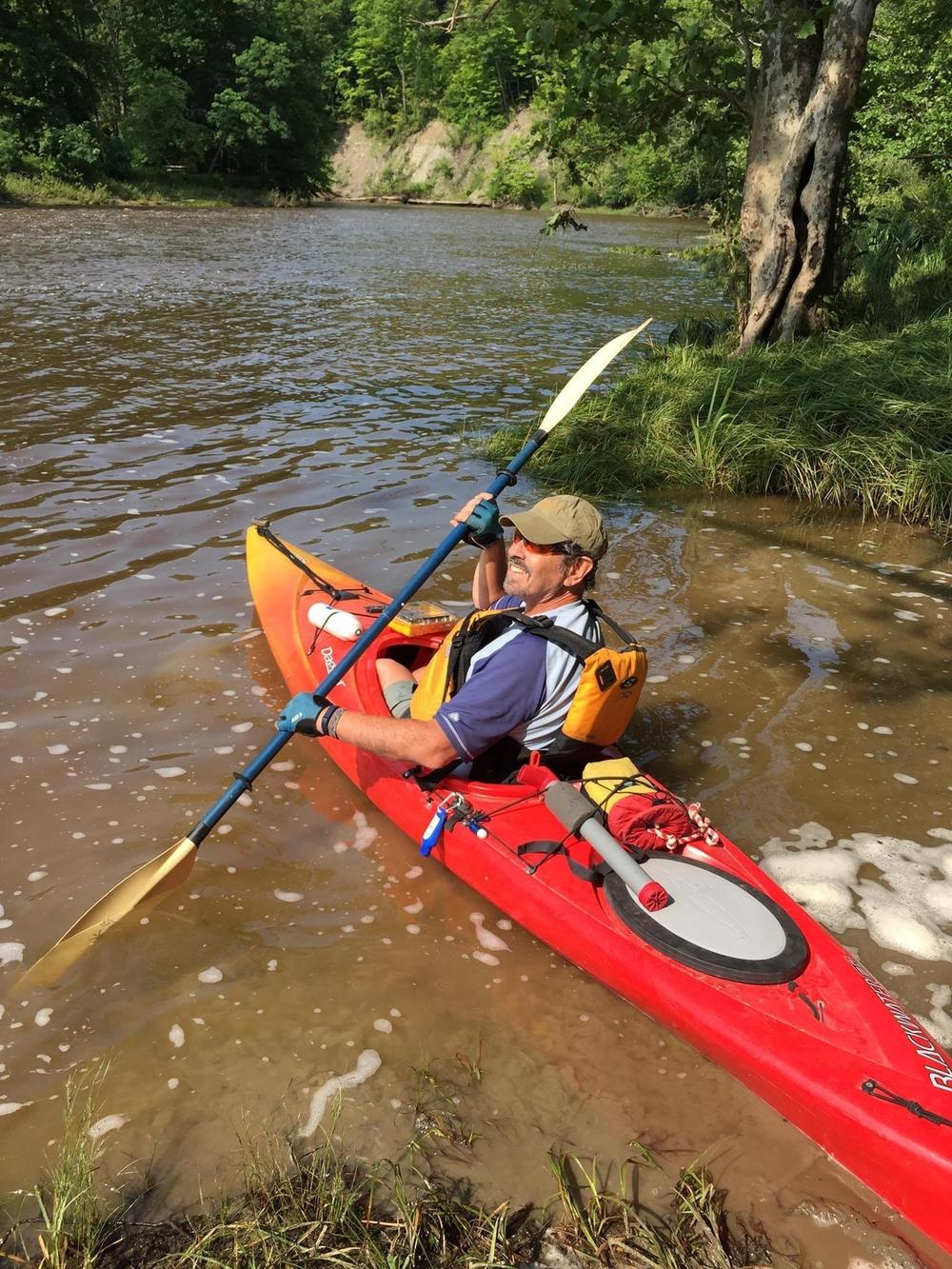 Ken enjoys a paddle on Ohio's Grand River in July 2015.